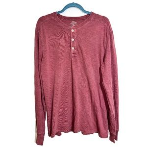 J.Crew Garment Dyed Long Sleeve Henley, Burgundy, Size L